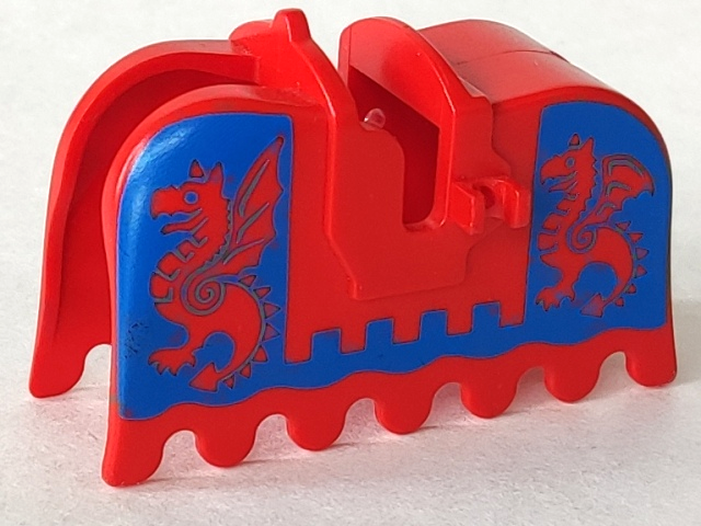 2490pb02 | Horse Barding, Ruffled Edge with Dragons on Blue Background Pattern | LEGOPART