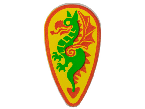 2586p4b | Minifigure, Shield Oval with Green and Red Dragon on Yellow Background Pattern | LEGOPART