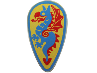 2586p4c | Minifigure, Shield Oval with Blue and Red Dragon on Yellow Background Pattern | LEGOPART