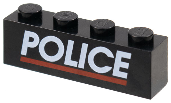 3010pb030 | Brick 1 x 4 with White 'POLICE' and Red Line Pattern | LEGOPART