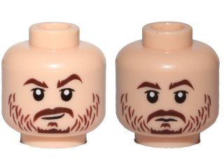 3626pb1670 | Minifigure, Head Dual Sided Beard Stubble, Brown Eyebrows, Smile / Neutral Pattern | LEGOPART