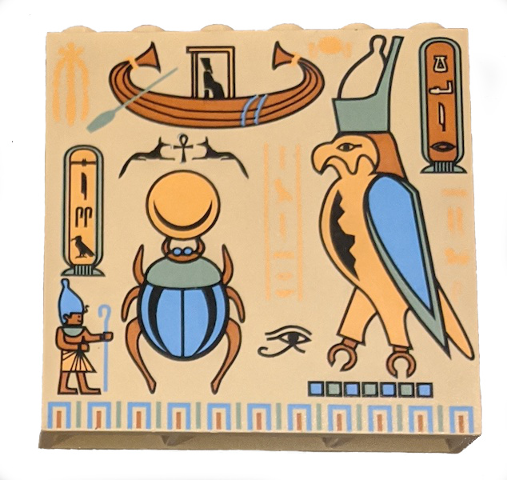 3754px1 | Brick 1 x 6 x 5 with Hieroglyphs, Scarab and Bird Pattern | LEGOPART