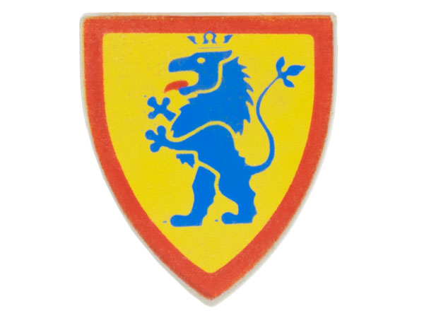 3846p4g | Minifigure, Shield Triangular Short with Blue Lion Standing on Yellow Background with Red Border Pattern | LEGOPART