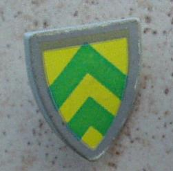 3846pb013 | Minifigure, Shield Triangular with Green Chevrons on Yellow Background Pattern | LEGOPART