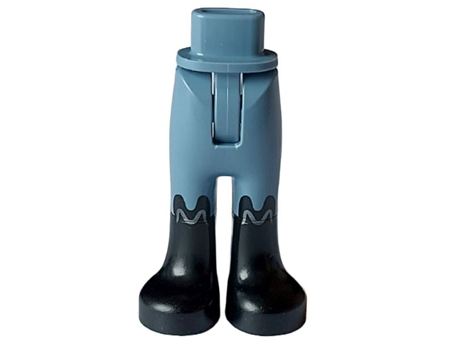 67072c00pb008 | Mini Doll Hips and Trousers with Back Pockets with Molded Black Lower Legs / Boots and Printed Silver Wavy Lines Pattern - Thin Hinge | LEGOPART