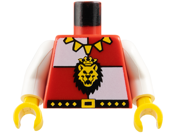 973p4ec01 | Torso Castle Royal Knights Lion Head and Necklace Pattern / White Arms / Yellow Hands | LEGOPART