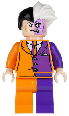 Two-Face - Orange and Purple Suit LEGO sh0007 | Fyrebrick.be