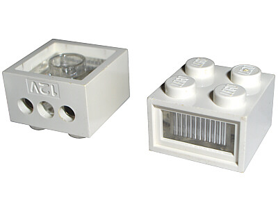 08010bc01 | Electric, Light Brick 12V 2 x 2 with 3 Plug Holes, Trans-Clear Diffuser Lens | LEGOPART