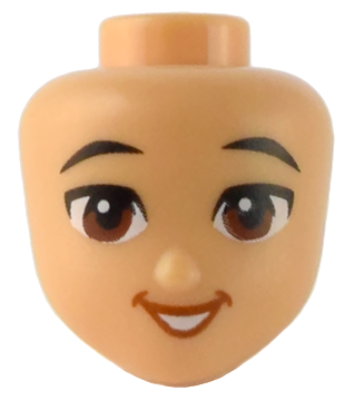 101094 | Mini Doll, Head Friends with Black Eyebrows, Reddish Brown Eyes, Dark Orange Open Mouth Smile with Teeth Pattern | LEGOPART