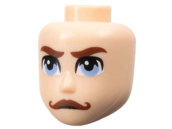 101829 | Mini Doll, Head Friends Male Large with Reddish Brown Eyebrows and Moustache, and Bright Light Blue Eyes Pattern | LEGOPART