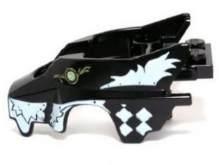 11113pb03 | Flywheel Fairing Wolf Shape with White Checkered and Skunk Markings Pattern | LEGOPART