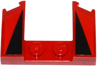 11291pb03 | Wedge 3 x 4 x 2/3 Curved with Cutout with 2 Black Triangles on Red Background Pattern | LEGOPART