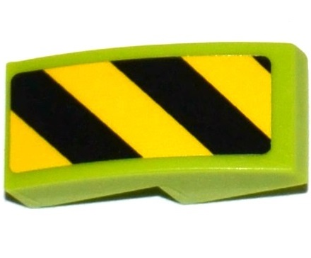 11477pb041R | Slope, Curved 2 x 1 x 2/3 with Black and Yellow Danger Stripes Pattern Right | LEGOPART