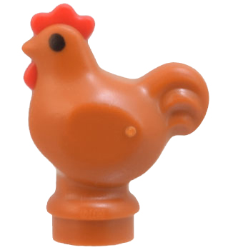 1413pb01 | Chicken, Wide Base with Molded Red Comb and Wattle and Printed Black Eyes Pattern | LEGOPART