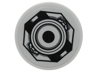 14769pb076 | Tile, Round 2 x 2 with Bottom Stud Holder with SW White and Black Circles and Octagon Pattern | LEGOPART