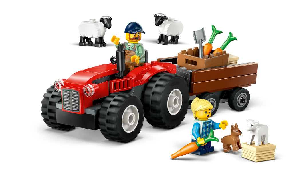 Red Farm Tractor with Trailer & Sheep LEGO 60461