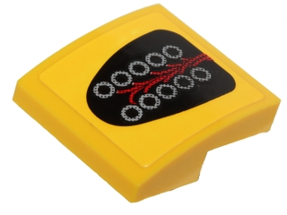 15068pb043 | Slope, Curved 2 x 2 x 2/3 with 10 Silver Circles and Red Wires Pattern | LEGOPART