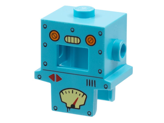 1611pb01 | Minifigure, Headgear Head Cover, Costume Cardboard Robot with Rivets and Gauges Pattern | LEGOPART