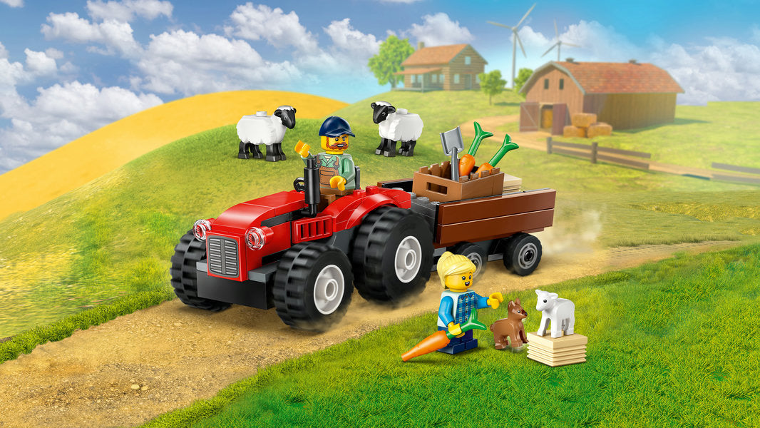 Red Farm Tractor with Trailer & Sheep LEGO 60461