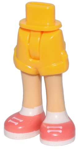 1826cc00pb002 | Mini Doll Hips and Shorts with Molded Medium Tan Legs and Printed Coral Shoes with White Laces, Soles and Socks Pattern - Thin Hinge | LEGOPART