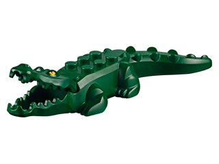 18904c02pb01 | Alligator / Crocodile with 20 Teeth with Yellow Eyes with White Glints Pattern with Light Bluish Gray Technic, Pin 1/2 | LEGOPART