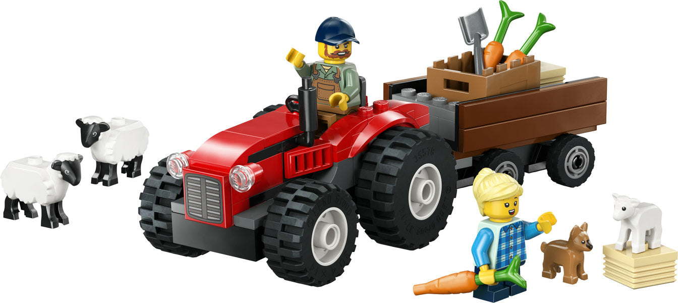 Red Farm Tractor with Trailer & Sheep LEGO 60461