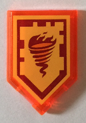 22385pb041 | Tile, Modified 2 x 3 Pentagonal with Nexo Power Shield Pattern - Fire Tornado | LEGOPART