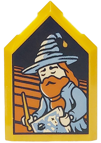 22385pb331 | Tile, Modified 2 x 3 Pentagonal with HP Portrait - Sleeping Wizard Pattern | LEGOPART