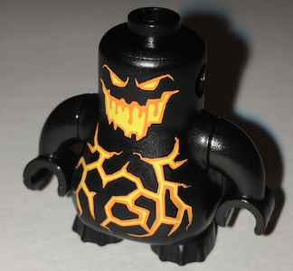 22472c02pb04 | Body, Nexo Knights Scurrier with Black Arms with Orange and Yellow Eyes, Open Mouth and Cracks Pattern | LEGOPART