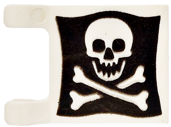 2335p30 | Flag 2 x 2 Square with Flat Edge with Rounded Skull and Crossbones on Black Background Pattern on Both Sides | LEGOPART
