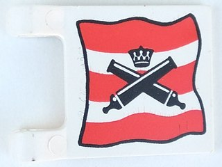 2335pb002 | Flag 2 x 2 Square with Crossed Cannons over Red Stripes, Black Outline Pattern | LEGOPART