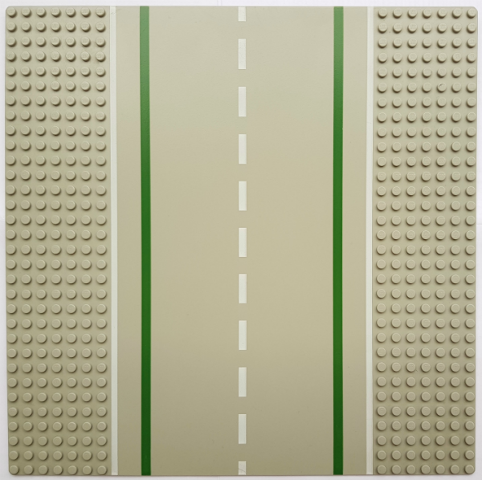 2358pb04 | Baseplate, Road 32 x 32 7-Stud Straight with Road with Green Lines and White Sidelines Pattern | LEGOPART