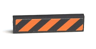 2431pb147 | Tile 1 x 4 with Black and Orange Danger Stripes Pattern (Sticker) - Set 7738 | LEGOPART