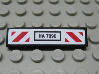 2431pb278 | Tile 1 x 4 with 'HA 7990' and Red and White Diagonal Stripes Pattern (Sticker) - Set 7990 | LEGOPART