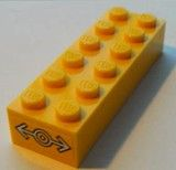 2456pb006 | Brick 2 x 6 with Train Logo White on Yellow Background Pattern on Both Sides (Stickers) - Set 7939 | LEGOPART