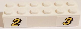 2456pb017 | Brick 2 x 6 with Yellow Number 2 and 3 with Black Outline Pattern | LEGOPART