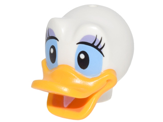 24633pb02 | Minifigure, Head, Modified Duck with Bright Light Orange Bill, Eyelashes and Lavender Eye Shadow Pattern | LEGOPART