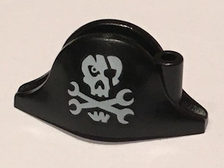 2528pb11 | Minifigure, Headgear Hat, Pirate Bicorne with Skull with Eye Patch and Wrenches Crossbones Pattern | LEGOPART