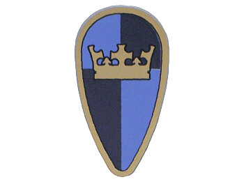 2586px14 | Minifigure, Shield Oval with Gold Crown on Dark Blue, Medium Blue Quarters Background Pattern | LEGOPART