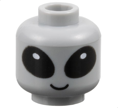 28621pb0269 | Minifigure, Head Alien with Large Black Eyes with White Glints, Grin Pattern - Vented Stud | LEGOPART