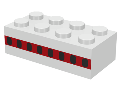 3001oldpb04 | Brick 2 x 4 with Plane Windows 8 in Thin Red Stripe Pattern | LEGOPART