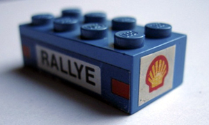 3001oldpb08 | Brick 2 x 4 with 'RALLYE' and Taillights on Side and Shell Logo on Ends Pattern (Stickers) - Set 619 | LEGOPART