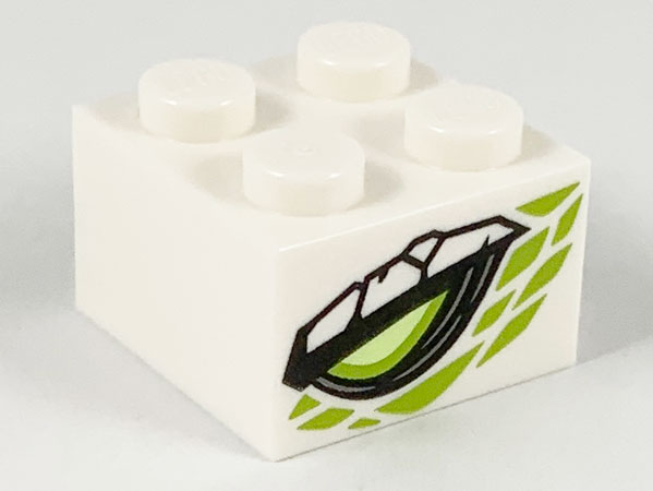 3003pb114 | Brick 2 x 2 with Lime and Yellowish Green Dragon Eye, Lime Scales Pattern on Two Sides | LEGOPART