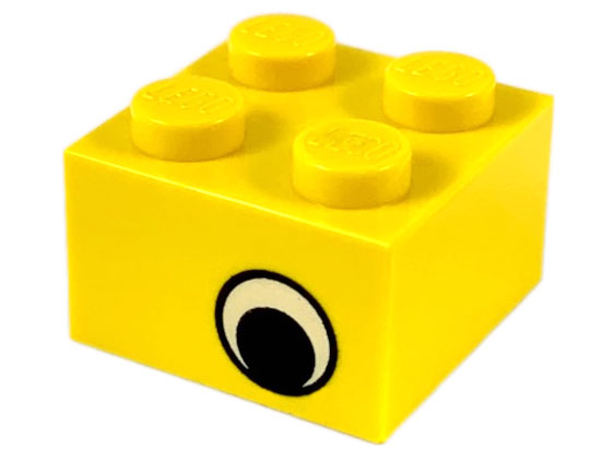 3003pe2 | Brick 2 x 2 with Black Eye Offset with White Pattern on Opposite Sides | LEGOPART