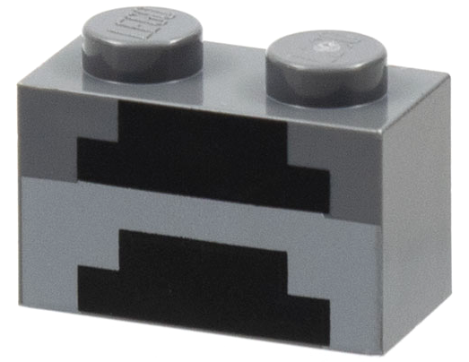 3004pb161 | Brick 1 x 2 with Minecraft Pixelated Furnace Unlit Pattern | LEGOPART