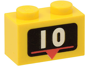 3004px3 | Brick 1 x 2 with White Number 10 Marker Pattern | LEGOPART