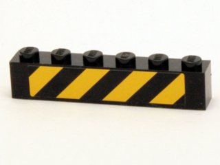 3009pb170 | Brick 1 x 6 with Black and Yellow Danger Stripes Pattern (Sticker) - Set 4204 | LEGOPART