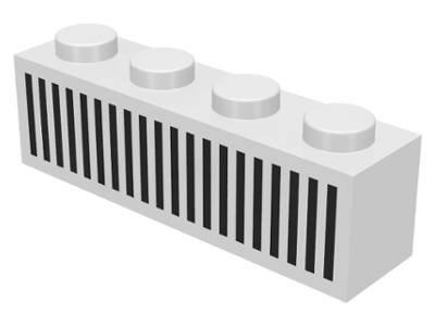 3010p40 | Brick 1 x 4 with Black Grille with 20 Vertical Lines Pattern | LEGOPART