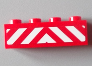 3010pb163 | Brick 1 x 4 with Red and White Danger Stripes Pattern (Sticker) - Set 60004 | LEGOPART