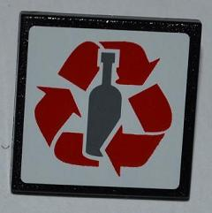 30258pb029 | Road Sign 2 x 2 Square with Clip with Red Recycling Arrows and Bottle Pattern | LEGOPART